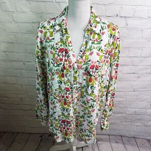ROLLER RABBIT Floral Linen Blouse Top Medium